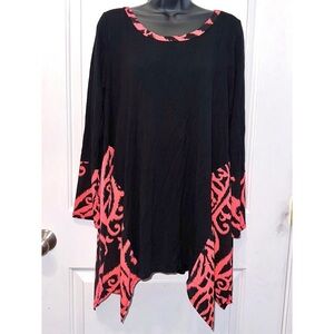 Voll brand black & neon orange long sleeve tunic top